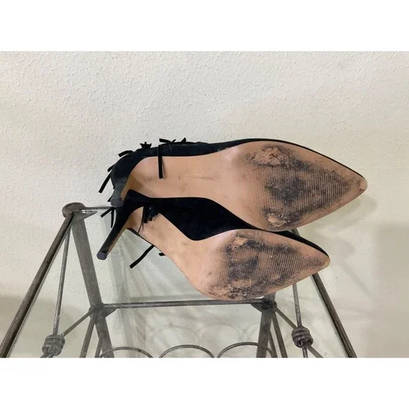 Steve Madden Black Suede Fringe Stiletto Booties - Picture 8 of 12